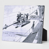 Plaque Photo Construction du pont Brooklyn, New York (litho) (Côté)