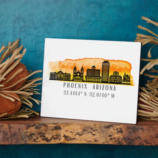 Plaque Photo Coordonnées de la carte Phoenix Skyline (Côté)