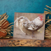 Plaque Photo Coq blanc et noir (Côté)