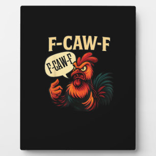 Plaque Photo Coq furieux drôle de style rétro graphique F Caw