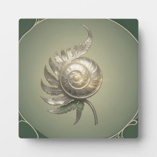 Plaque Photo Coquille de fougère en spirale argentée Art Nouvea