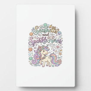 Plaque Photo Coquilles de licorne et cornes scintillantes Vecte