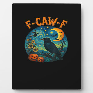 Plaque Photo Corbeau F-Caw-F Drôle Halloween Gothique à Carreau