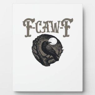 Plaque Photo Corbeau, F-Caw-F Oiseau Drôle Lune Graphique Rétro