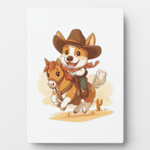 Plaque Photo Corgi Cowboy � Chien de Rodéo Occidental