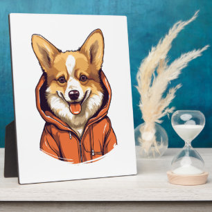 Plaque Photo Corgi Drôle Portant un Sweat à Capuche