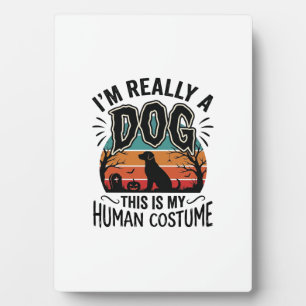 Plaque Photo Costume Humain Chien Drôle Halloween Vintage Chien