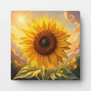 Plaque Photo Coucher de soleil au tournesol doré radieux