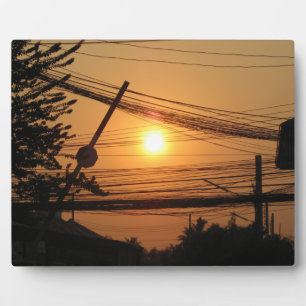 Plaque Photo Coucher de soleil filaire ... Krung Thep, Thaïland
