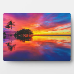 Plaque Photo Coucher de soleil majestueux   Wailea Beach, Maui,
