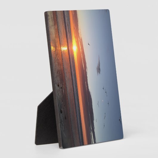 Plaque Photo Coucher de soleil sur la plage (Côté)