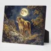 Plaque Photo Cougar in the Moonlight Wildlife Art (Côté)