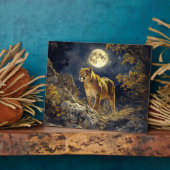 Plaque Photo Cougar in the Moonlight Wildlife Art (Côté)