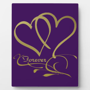 Plaque Photo Couleurs de fond modifiables Forever Hearts Gold