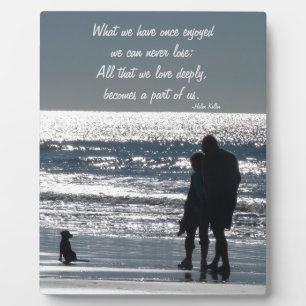 Plaque Photo Couple et son chien au bord de l'océan - Personnal