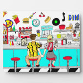 Plaque Photo Couple Holding Hands au dîner dans les années 1950 (Devant)