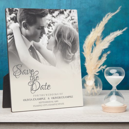 Plaque Photo Couple Mariage baiser en monochrome (Côté)