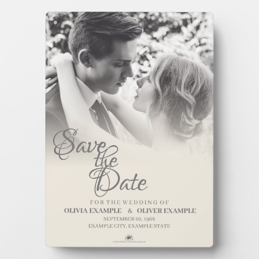 Plaque Photo Couple mariage en monochrome (Devant)