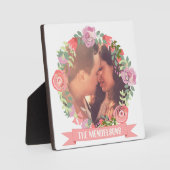 Plaque Photo Courbe florale personnalisée monogrammée cadre pho (Recto)