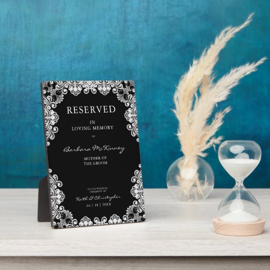 Plaque Photo Couronne de mariage en dentelle blanche Souvenirs  (Côté)