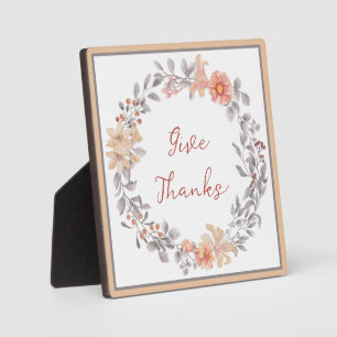 Plaque Photo Couronne florale aquarelle orange clair
