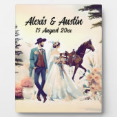 Plaque Photo Cowboy, mariée et Mariage du cheval (Devant)