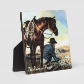 Plaque Photo Cowboy Priant Le Rosaire (Recto)