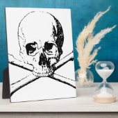 Plaque Photo Crâne noir et blanc et os (Côté)