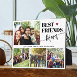 Plaque Photo Create your own best friends 4 photo collage<br><div class="desc">Modern white black best friends forever typography script with 4 custom photos keepsake plaque.</div>