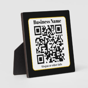 Plaque Photo Create Your Own QR Code   Black White Gold Border