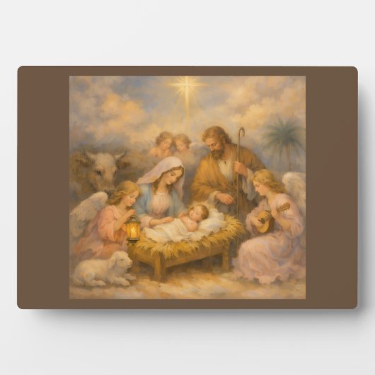 Plaque Photo Crèche avec des anges (Devant)