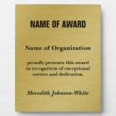 Plaque Photo Créer une récompense personnalisée pour bénévolat  (Devant)