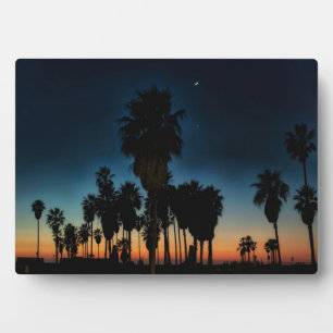 Plaque Photo Crescent Moon Et Une Étoile Au coucher Du Soleil
