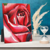 Plaque Photo Crimson Red Rose Original watercolor art (Côté)