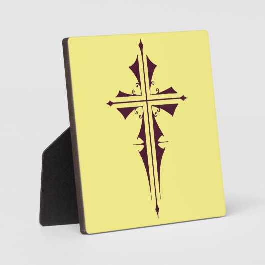 Plaque Photo Croix chrétienne pourpre (Recto)