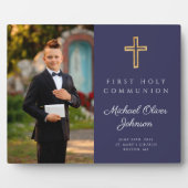 Plaque Photo Croix religieuse Premier communion Garçon Photo Bl (Devant)