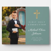 Plaque Photo Croix Verte Photo Boy First Communion (Devant)