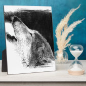 Plaque Photo Croquis noir et blanc Loup gris (Côté)