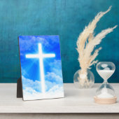Plaque Photo Cross of Light Jesus Christ Customizable Christian (Côté)