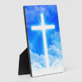 Plaque Photo Cross of Light Jesus Christ Customizable Christian (Côté)