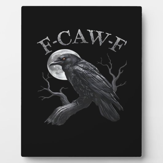 Plaque Photo Crow F-Caw-F Funny Bird Moon Retro Classic (Devant)
