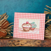 Plaque Photo Cuisine rose rétro Cupcake Art (Côté)