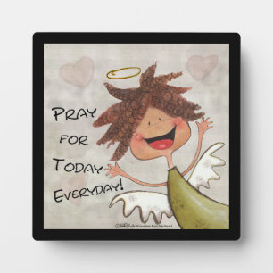 Plaque Photo Curly Haired Angel-Pray for Today, Everyday!