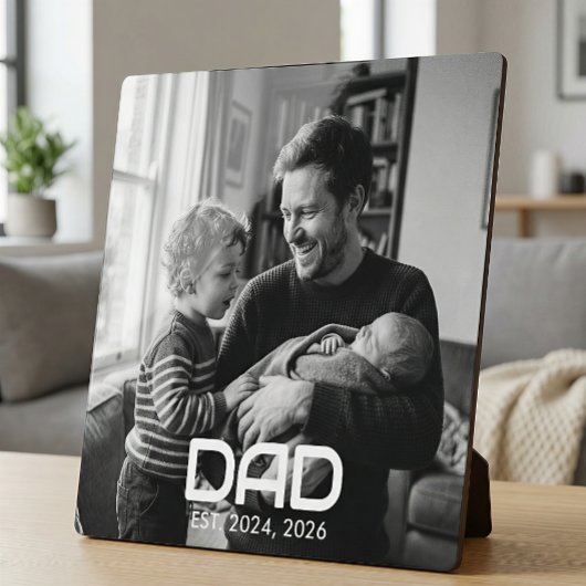 Plaque Photo Custom Dad Established Modern Bold Photo