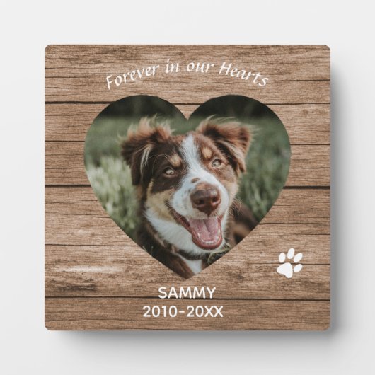 Plaque Photo Custom Dog Memorial Rustic Wood & Photo (Devant)