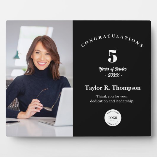 Plaque Photo Custom Employee Recognition Photo 5 Year service (Devant)