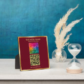 Plaque Photo Custom Gold Text QR Code Upload Business Logo (Insitu)