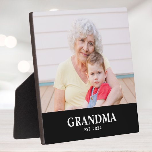 Plaque Photo Custom Grandma Established Modern Bold Photo