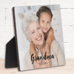 Plaque Photo Custom Grandma Established Modern Script Photo<br><div class="desc">White Grandma Established Modern Script Photo Plaque. Replace the photo with your own of your kids and change the years to the years you became a grandmother.</div>
