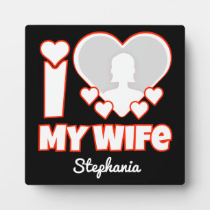 Plaque Photo Custom I Love My Wife - Ajouter Nom & Photo